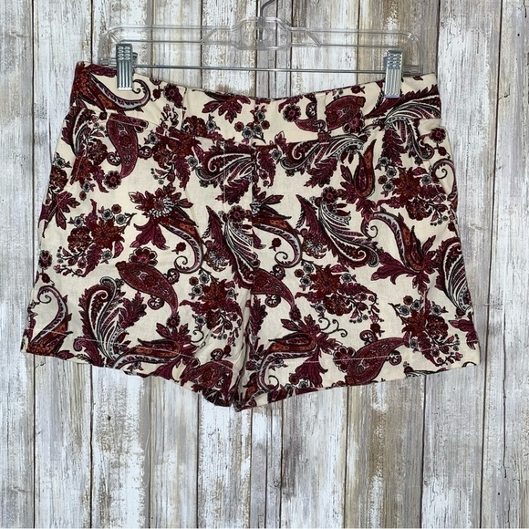 Loft Paisley Linen Blend Shorts - Picture 1 of 6